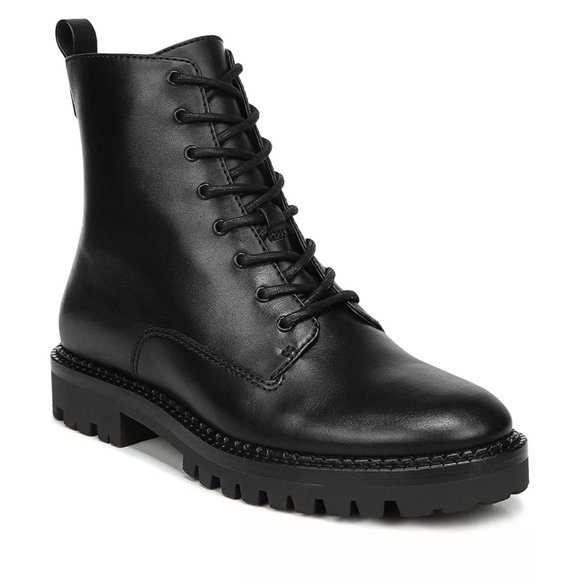 Vince Black Leather Cabria Lug Boot - Women's Size 5 - Picture 1 of 3